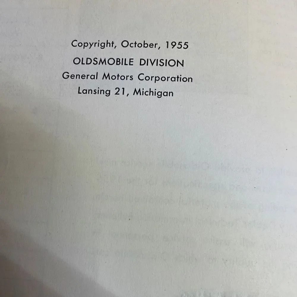 1956 Oldsmobile Shop Manual-First Edition-Vintage-Rare
